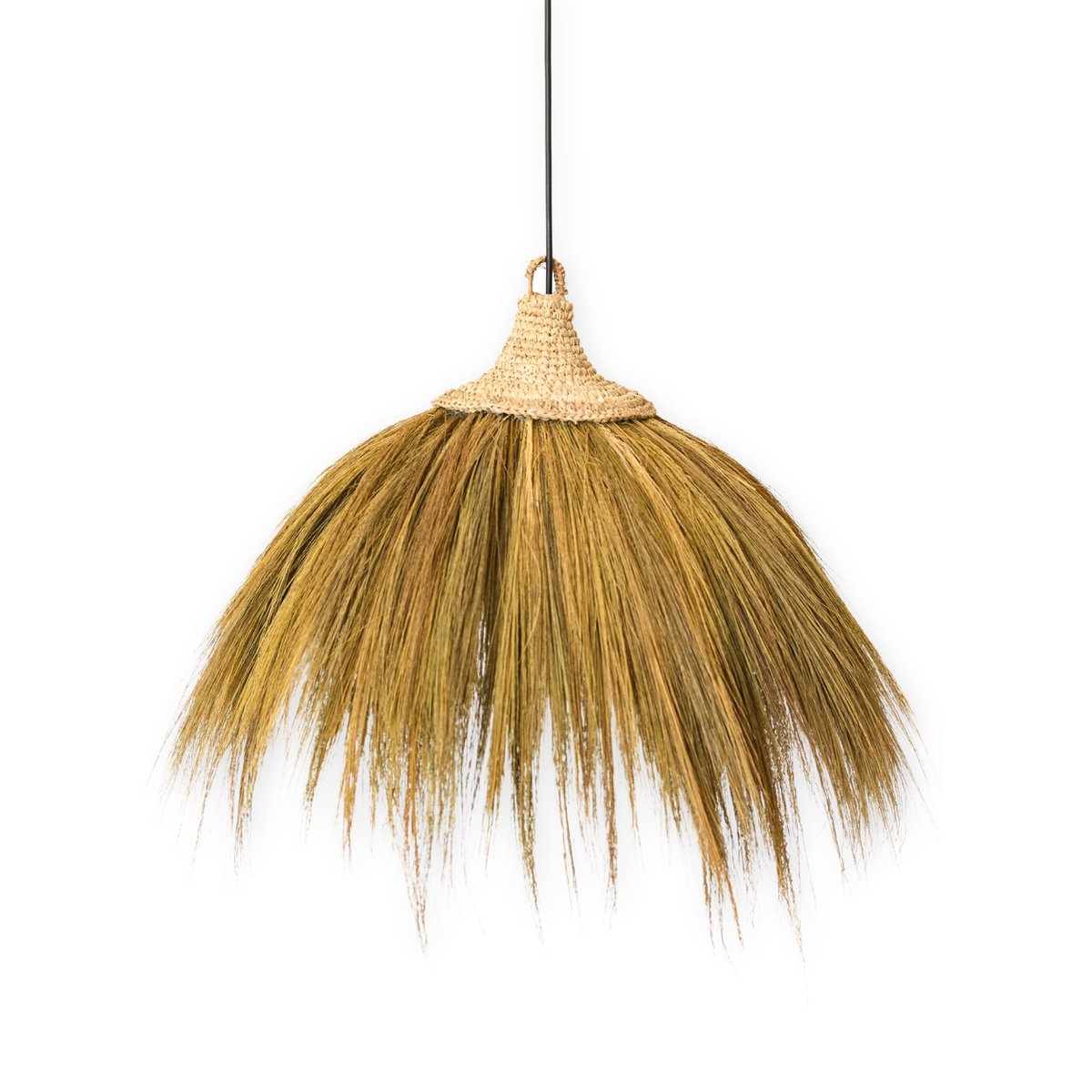 Grote lampenkap van zeegras – natuurlijke hanglamp met franjes – Boho hanglamp – handgemaakte tropische hanglamp MAWANA (Ø 53 cm)