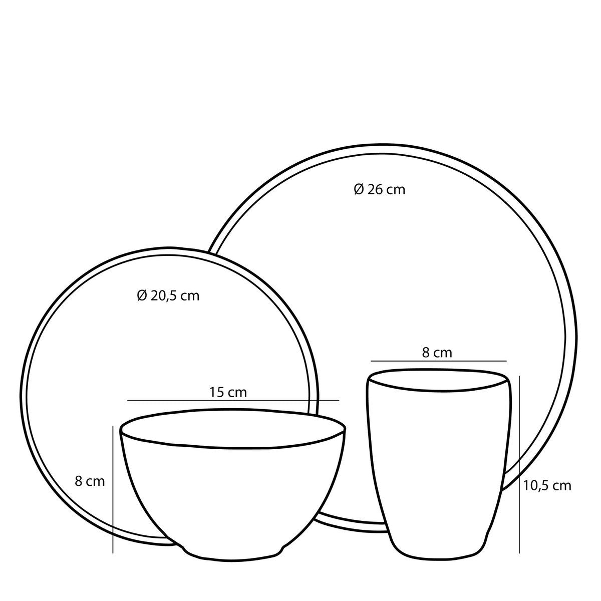 Tabo Serviesset 4 Persoons - Zwart