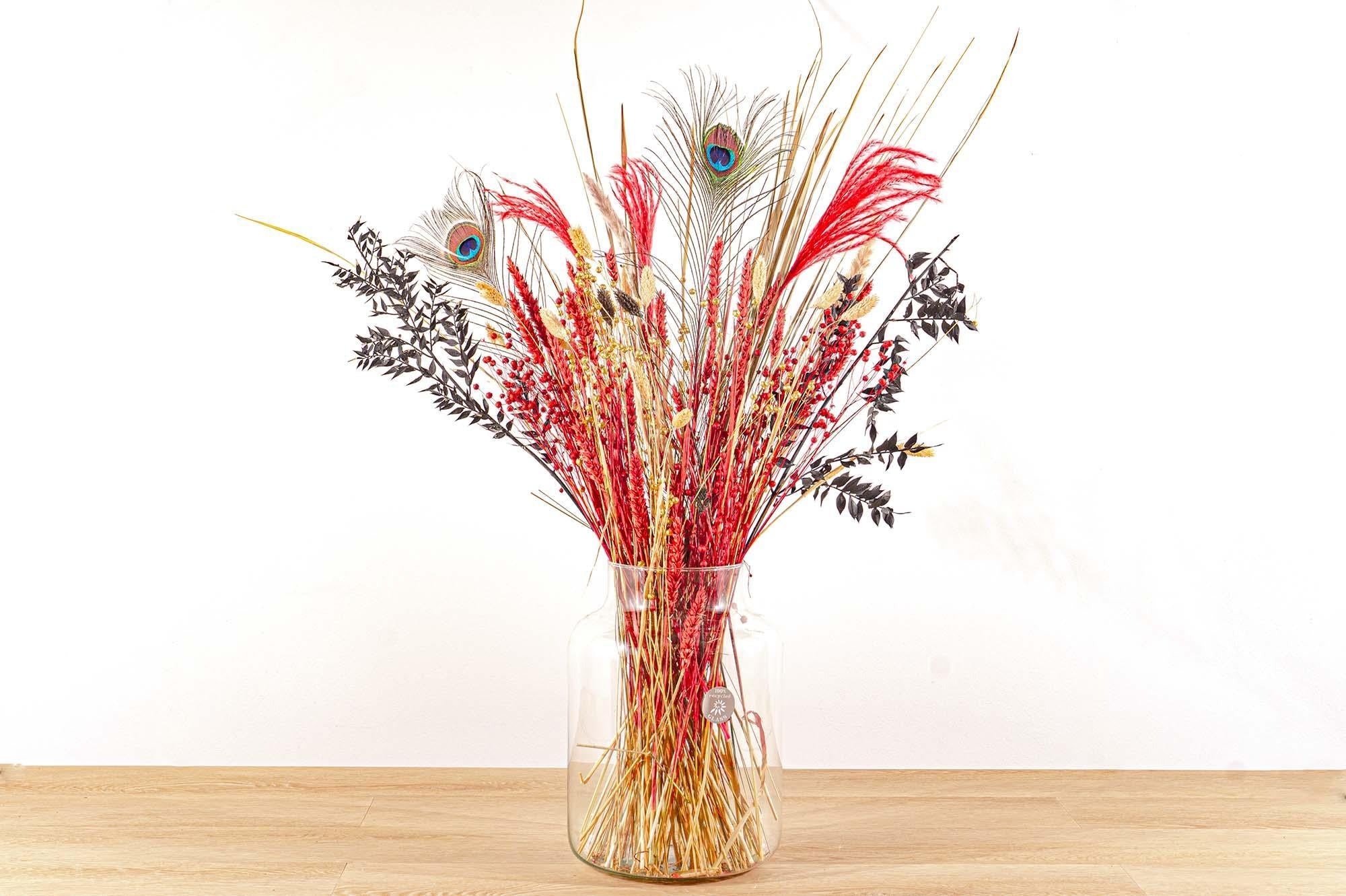 Droogbloemen boeket - Red & Gold - Droogboeket - 70 cm