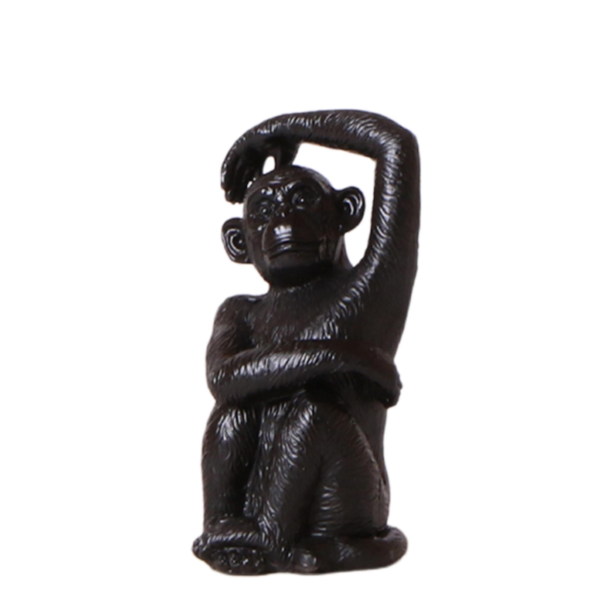 Kolibri Home | Ornament - Decoratie beeld Sitting Monkey - Black